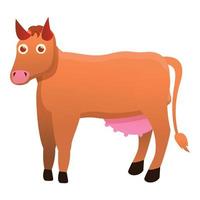icono de vaca, estilo de dibujos animados vector