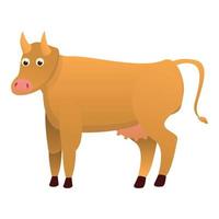 icono de vaca marrón, estilo de dibujos animados vector