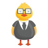 icono de empresario de pato amarillo, estilo de dibujos animados vector