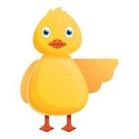 Yellow duck show way icon, cartoon style vector