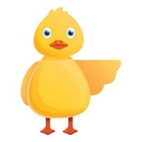 Yellow duck show way icon, cartoon style vector