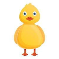 pequeño icono de pato amarillo, estilo de dibujos animados vector