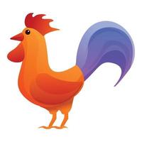 Beautiful rooster icon, cartoon style vector