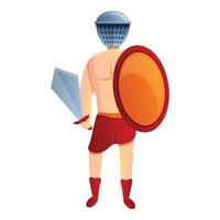 Roman gladiator icon, cartoon style vector