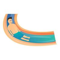 Man on water slide icon, cartoon style vector