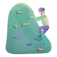 Climber helmet wall climbing icon, cartoon style vector