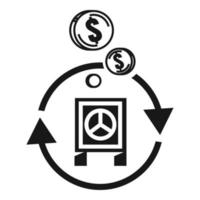 icono de devolución de dinero seguro, estilo simple vector