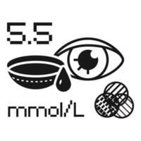 icono de medidor de glucosa ocular, estilo simple vector