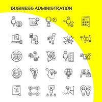 Business Administration Hand Drawn Icons Set For Infographics Mobile UXUI Kit And Print Design Include Chess Setting Gear Setting Board Game Credit Card Eps 10 Vector