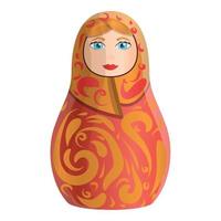 Soviet nesting doll icon, cartoon style vector