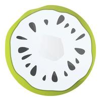 Round slice soursop icon, cartoon style vector