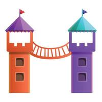 Kid playground towers icon, cartoon style vector