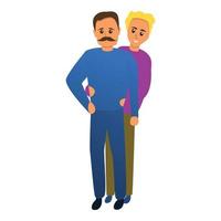 Mustache gay couple icon, cartoon style vector