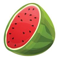 Half fresh watermelon icon, cartoon style vector