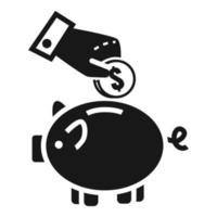 Coin piggy bank icon, simple style vector