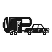 Car with camp trailer icon, simple style vector