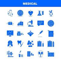 iconos de glifos sólidos médicos establecidos para infografías kit de uxui móvil y diseño de impresión incluyen archivo documento carta salud tubo de ensayo colección de ciencia médica logotipo infográfico moderno y pictograma vector