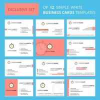 Set of 12 Stop watch Creative Busienss Card Template Editable Creative logo and Visiting card background vector