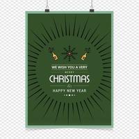 tarjeta de saludos de navidad con tipografía y vector de fondo verde