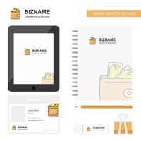 Wallet Business Logo Tab App Diary PVC Employee Card and USB Brand Stationary Package Design Vector Template