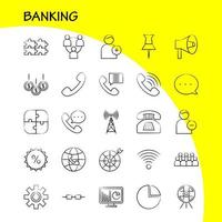 Banking Hand Drawn Icon for Web Print and Mobile UXUI Kit Such as World Online Shopping Phone Telephone Chat Phone Mail Pictogram Pack Vector