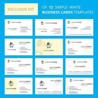 Set of 12 Safe cloud Creative Busienss Card Template Editable Creative logo and Visiting card background vector
