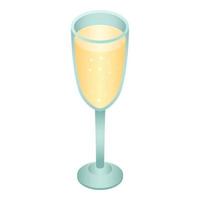 Full champagne glass icon, isometric style vector