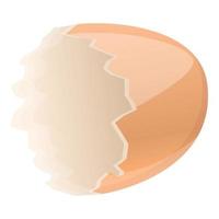 Half empty eggshell icon, cartoon style vector