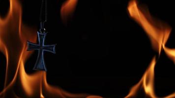 Christian Religion Symbol Cross and Fire Flames video