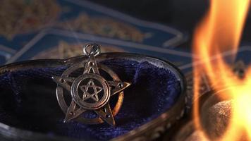 Pentagram Symbol and Fire Flames