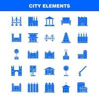City Elements Solid Glyph Icons Set For Infographics Mobile UXUI Kit And Print Design Include Car Vehicle Travel Transport Fountain Water Shower City Eps 10 Vector