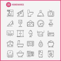 Home wares Line Icons Set For Infographics Mobile UXUI Kit And Print Design Include Appliances Home Home Ware House Pan Bathroom Furniture Icon Set Vector