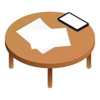 Round table icon, isometric style vector