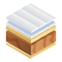 Mattress section icon, isometric style vector