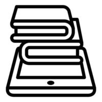 Stack of books on a smartphone icon, outline style vector