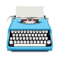 Typewriter icon, realistic style vector