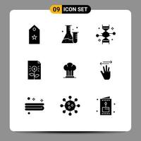 Mobile Interface Solid Glyph Set of 9 Pictograms of finance business science bank genetic modification Editable Vector Design Elements