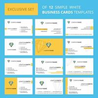 conjunto de 12 plantillas de tarjetas de negocios creativas de diamantes logotipo creativo editable y fondo de tarjeta de visita vector