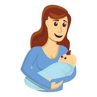Happy breastfeeding icon, cartoon style vector