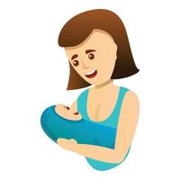 Breastfeeding icon, cartoon style vector