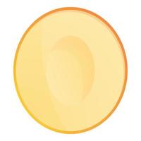 Half clean melon icon, cartoon style vector
