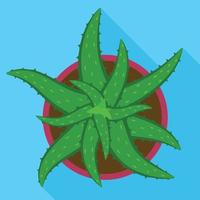 Aloe vera pot icon, flat style vector