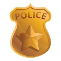 Police gold badge icon, cartoon style vector