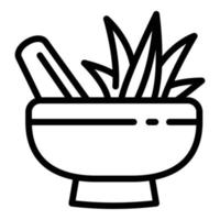 Aloe vera bowl icon, outline style vector