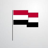 vector de diseño de bandera ondeante de yemen