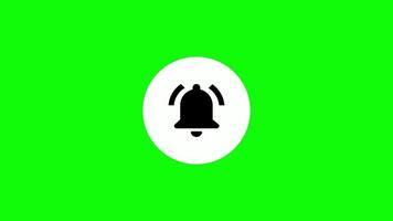 Black Ringing Bell Notification Icon on Green Background. Social Media Icon on Green Screen. bell notification Icon on Chroma Key. This is Animation Video of Bell Icon. Yellow Color Ringing Bell Icon.