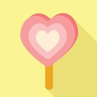 Heart shape popsicle icon, flat style vector