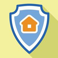 Protected house icon, flat style vector