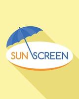 Sunscreen umbrella logo, flat style vector