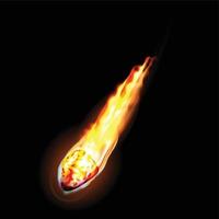 Fire meteorite icon, realistic style vector